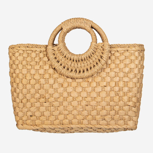 Basket Weave Rectangle Bag: TAN