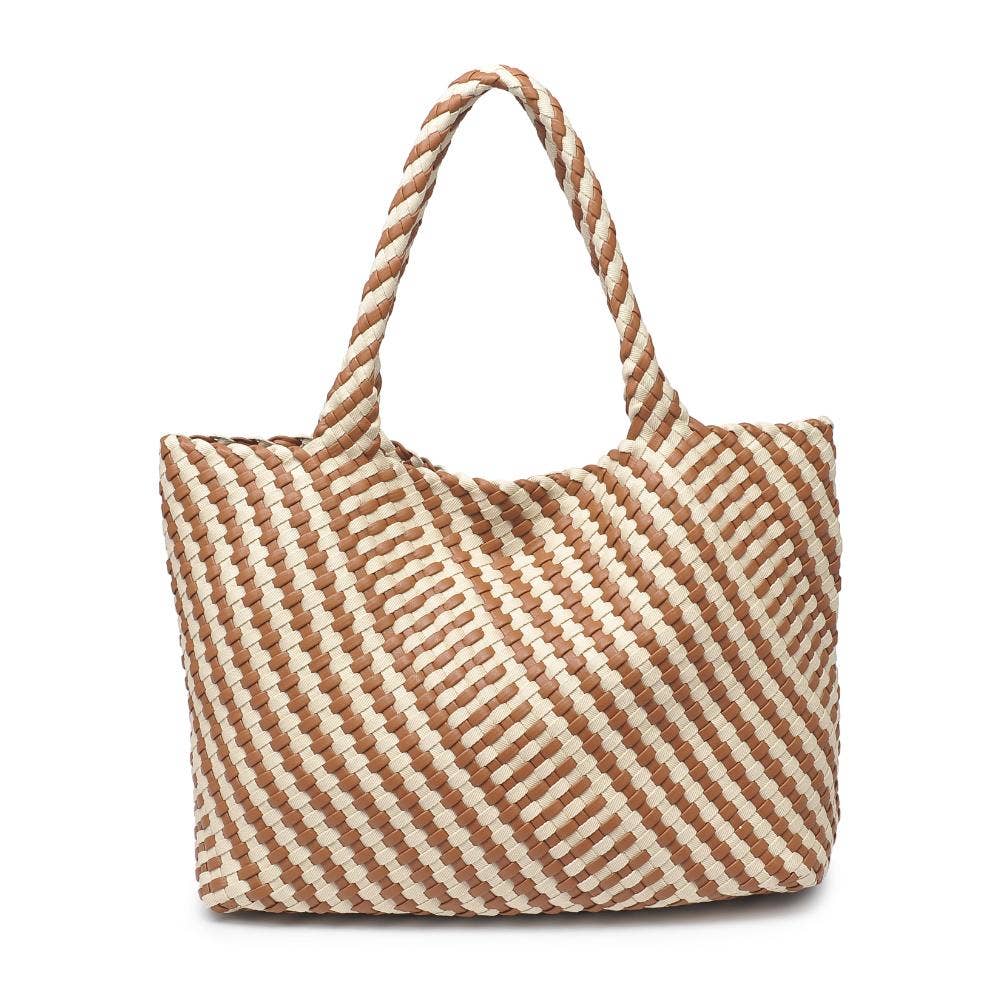 Solana Woven Tote: Black Ivory