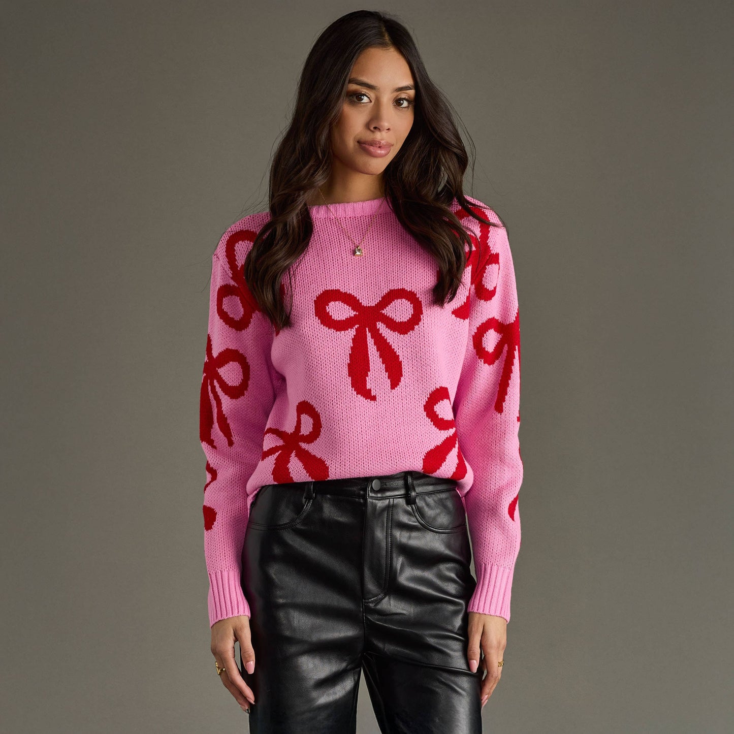 Finley Pink & Red Bow Sweater
