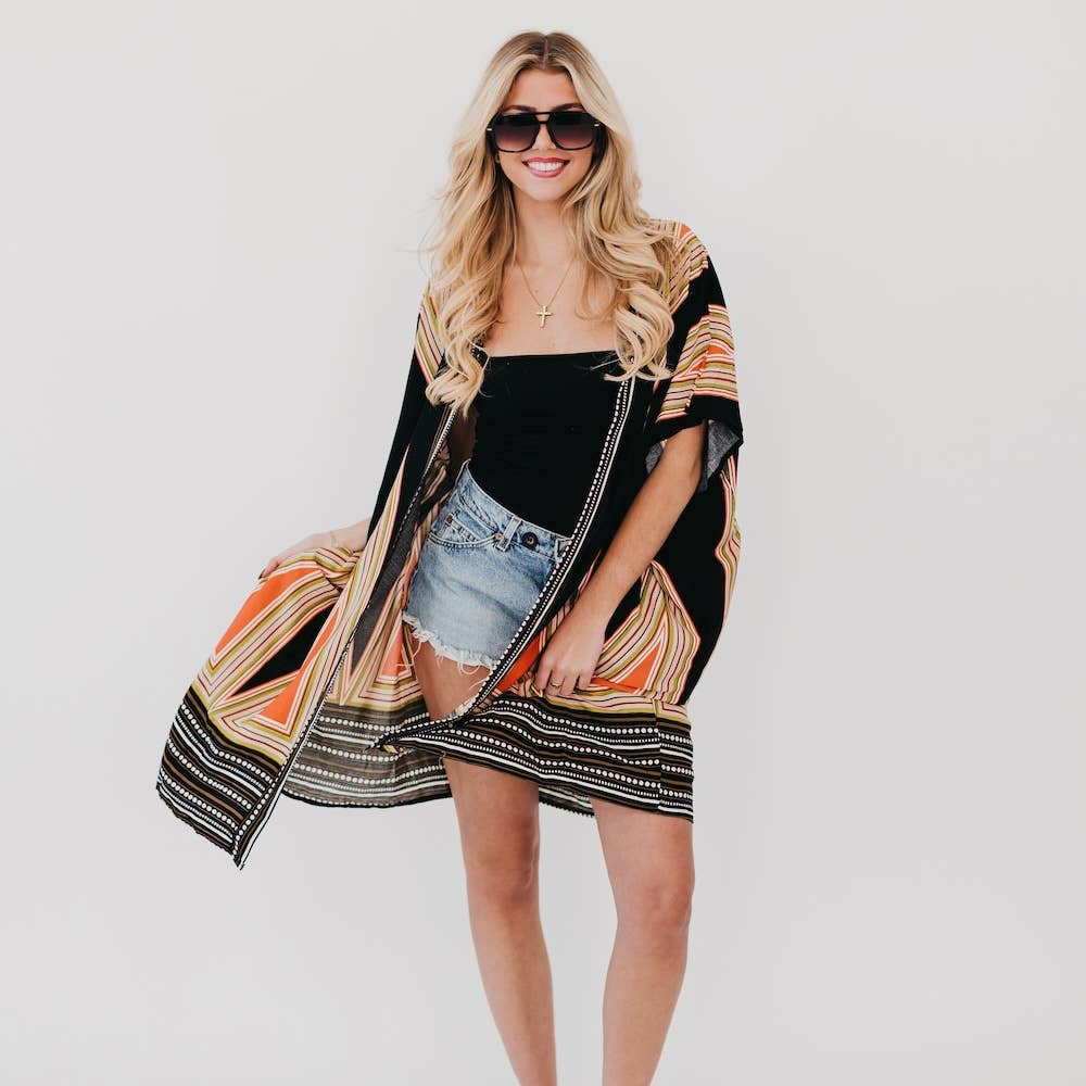 In The City Of Paradise Kimono: Navy
