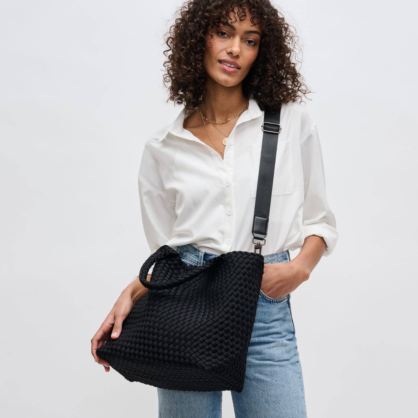 Sky's The Limit - Medium Woven Neoprene Tote: Black