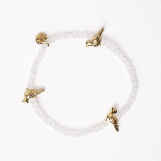 Janie Crystal Stretch Bracelet With Brass Bird Charms