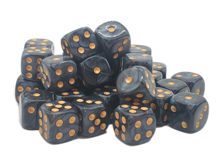 Old School 36ct 12mm D6 Dice Set: Pearl Drop - Black w/ Gold