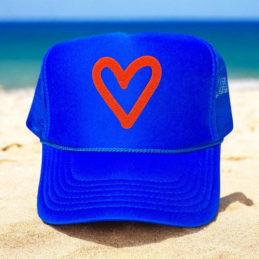 Heart Trucker Hat- Blue/Red
