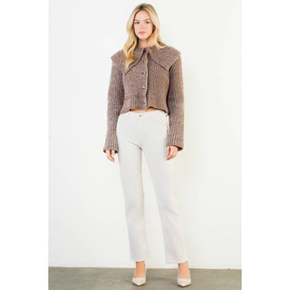 Mihaly Cropped Knitted Collar Cardigan