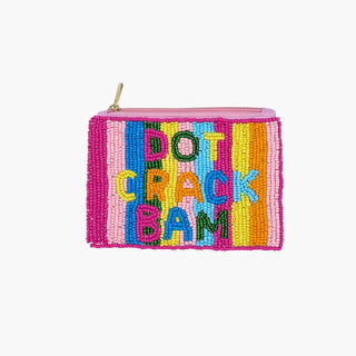 Dot Crack Bam Rainbow Striped Beaded Coin Pouch: MULTI