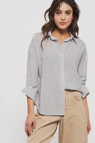 Timeless Pinstripe Button Down Shirt: GREEN