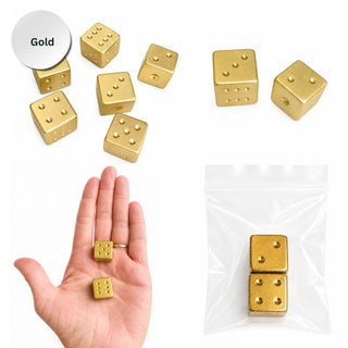 Gold and Silver Luxe Solid Metal Mahjong Dice Gift Ready: Silver