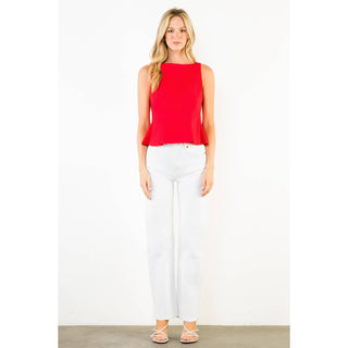 Sleeveless Peplum Top: YELLOW / XS-S-M-L(1-2-2-1)