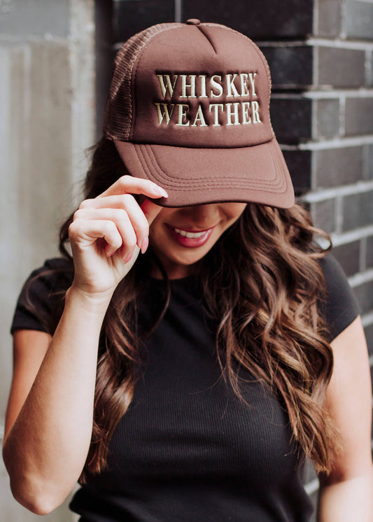 Whiskey Weather Trucker Hat: Brown