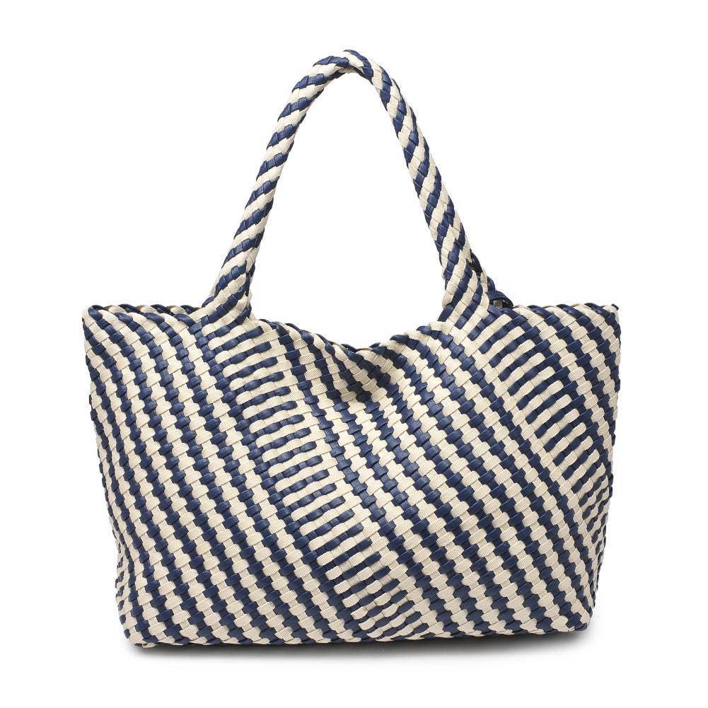 Solana Woven Tote: Black Ivory