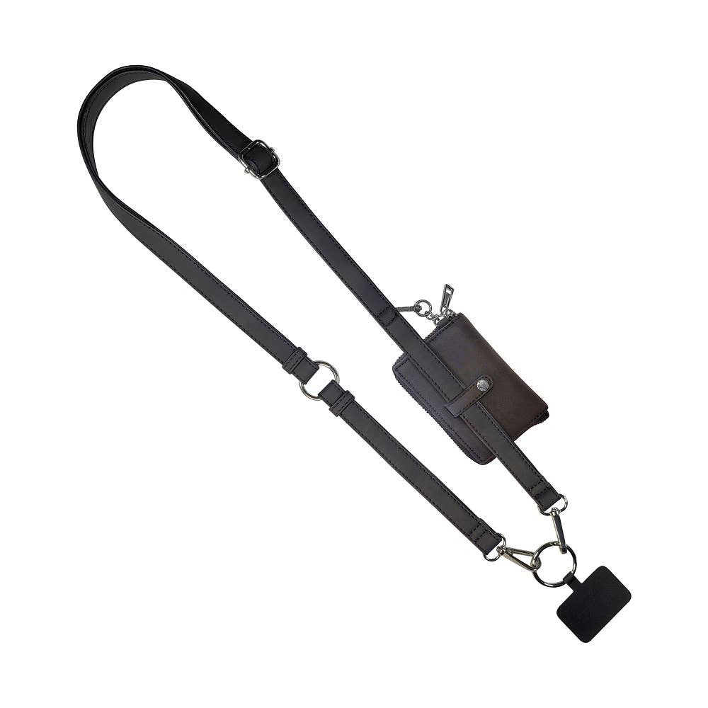 Clip & Go Brushed Vegan Leather Phone Lanyard -Sage