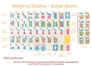 Mahjong Studios – American Mahjong Tile Set Yellow Lilac Ocean Blue: Rose Dragon