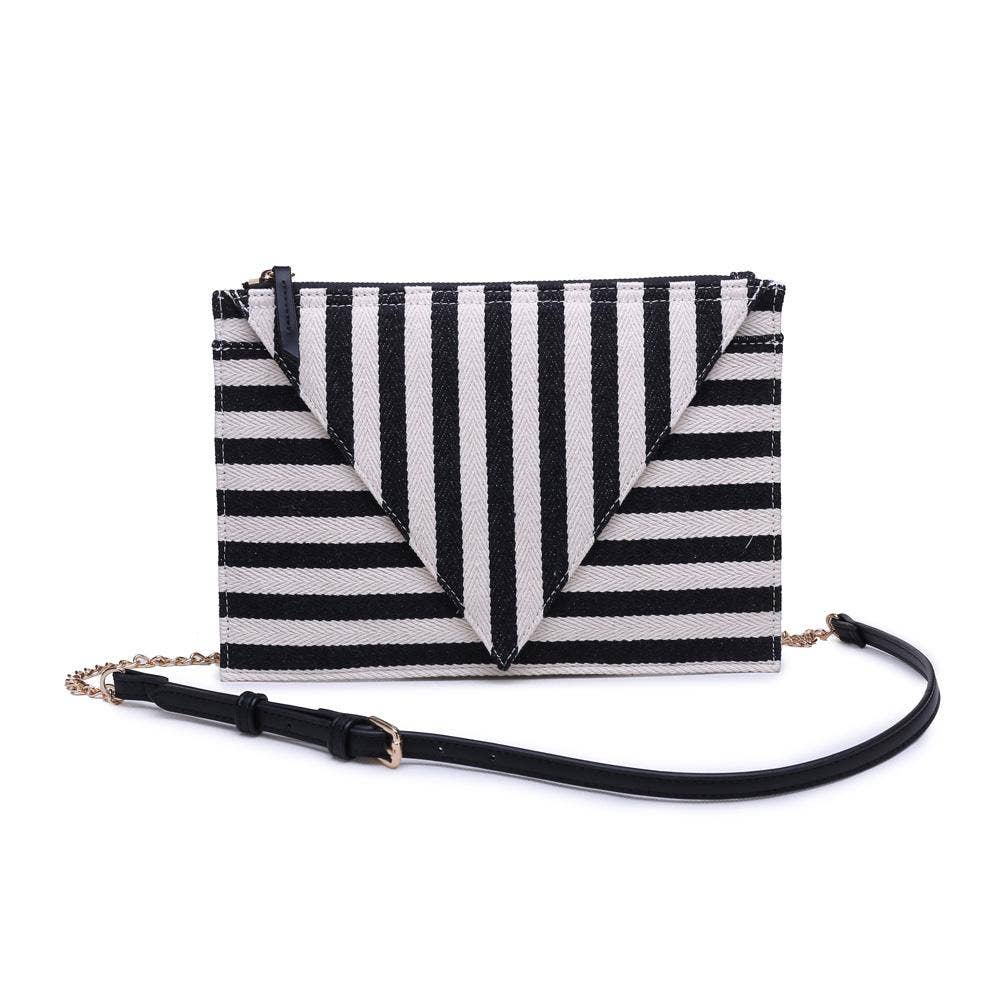 Barcelona Striped Fabric Crossbody: Black