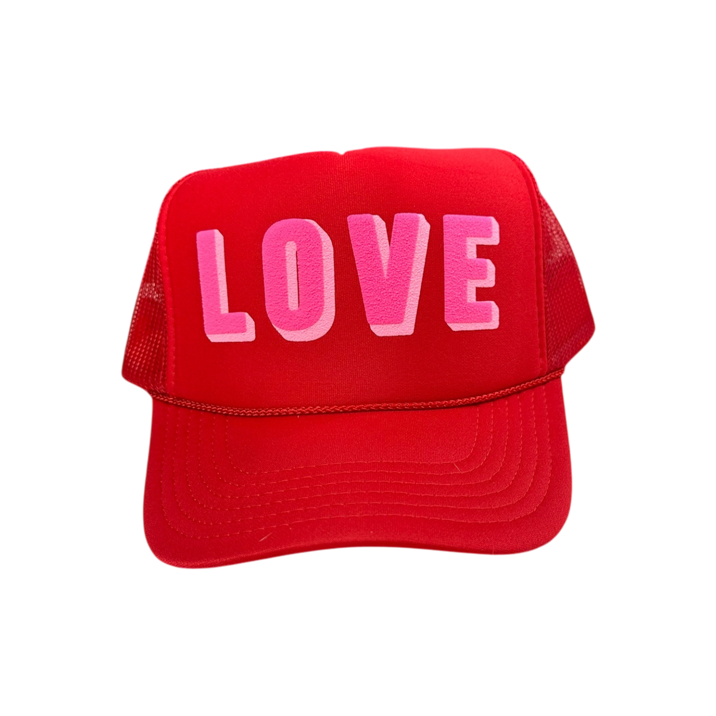 LOVE (double puff) - Red Trucker