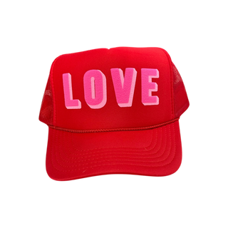 LOVE (double puff) - Red Trucker
