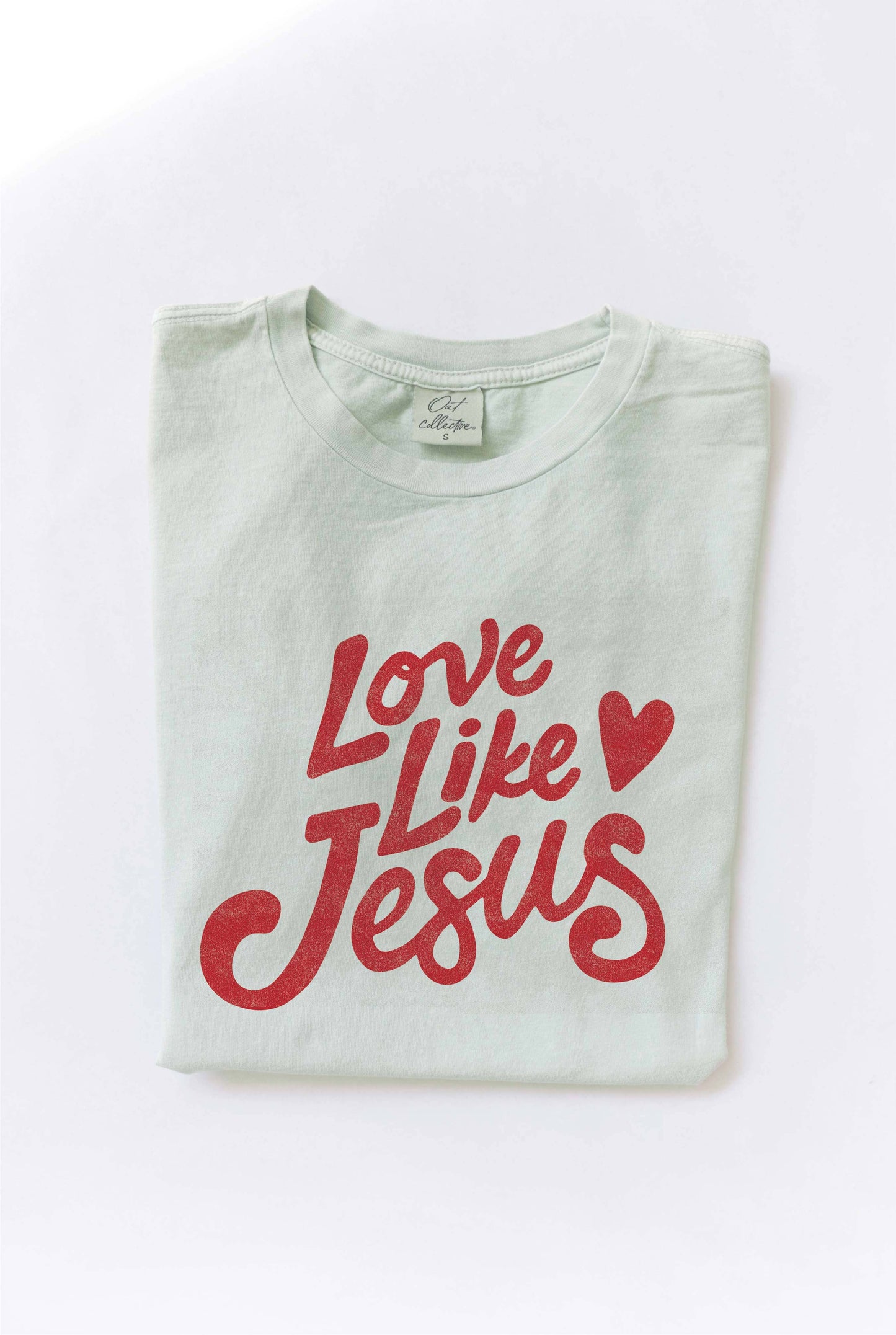 LOVE LIKE JESUS Mineral Washed Graphic Top: STORM / XL