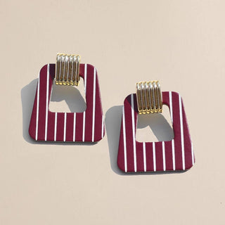Burgundy Pinstripe Earrings