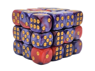 36ct 12mm D6 Dice Set: Vorpal - Red & Purple w/ Gold