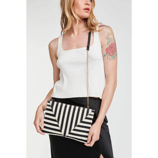 Barcelona Striped Fabric Crossbody: Black