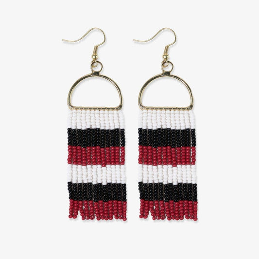 Allison Horizontal Stripes Beaded Fringe Earrings