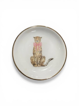 Coupe Ring Dish Leopard with Pink Bow