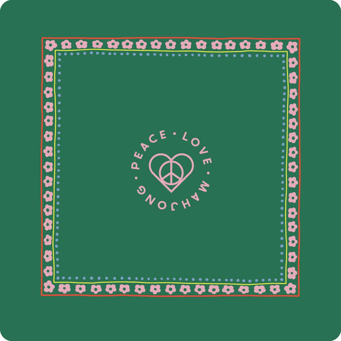 Mahjong Mat: Light Aqua with Yellow & Pink