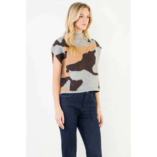 Stephanie Camo Knit Top