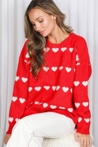 Sweet Hearts Sweater: Red