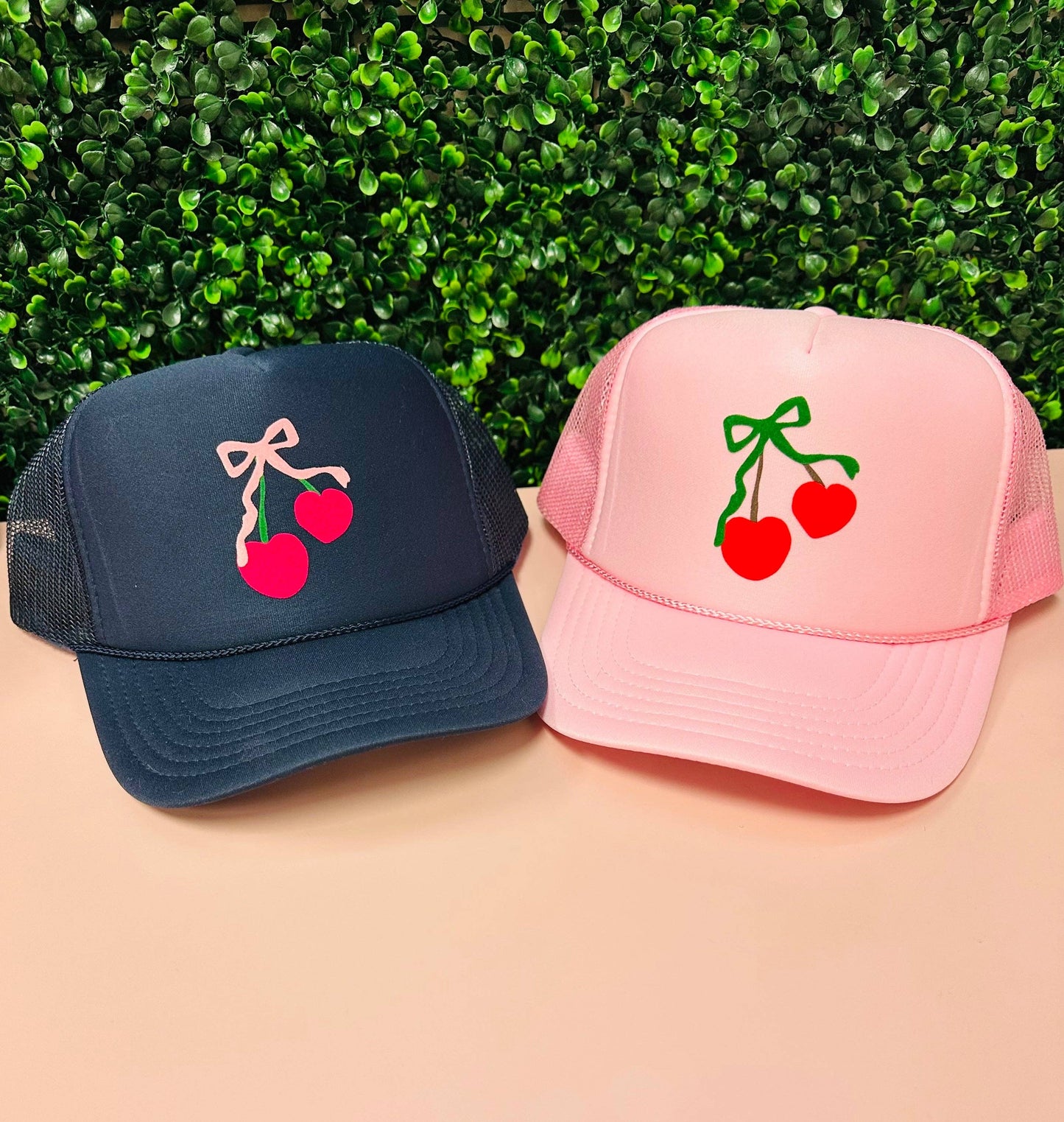 Cherries Trucker Hat- Pink