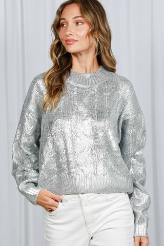 Annie Metallic Sweater: Silver