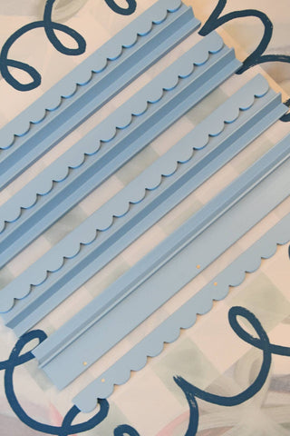Preppy Blue Scalloped Wooden Mahjong Racks - 20 inches: Preppy Blue
