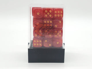 Old School 36ct 12mm D6 Dice Set: Pearl Drop - Red w/ Gold