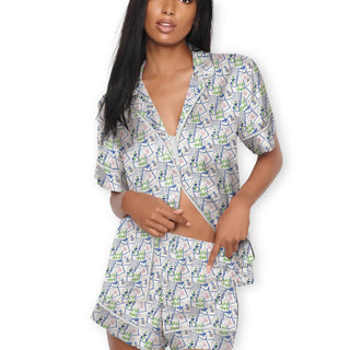 Mahjong Pajamas: Blue Tile (Short Set)