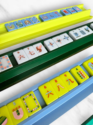 Mahjong Racks & Pushers (Set of 4): White