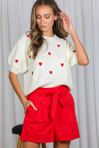 Windsor Heart Sweater: White