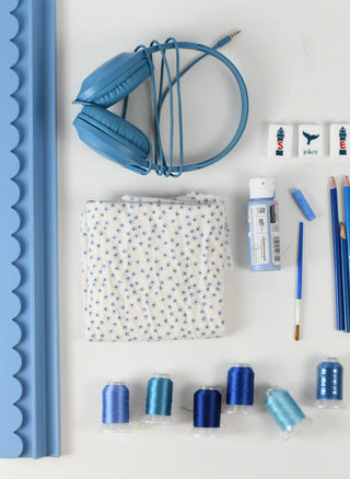 Preppy Blue Scalloped Wooden Mahjong Racks - 20 inches: Preppy Blue