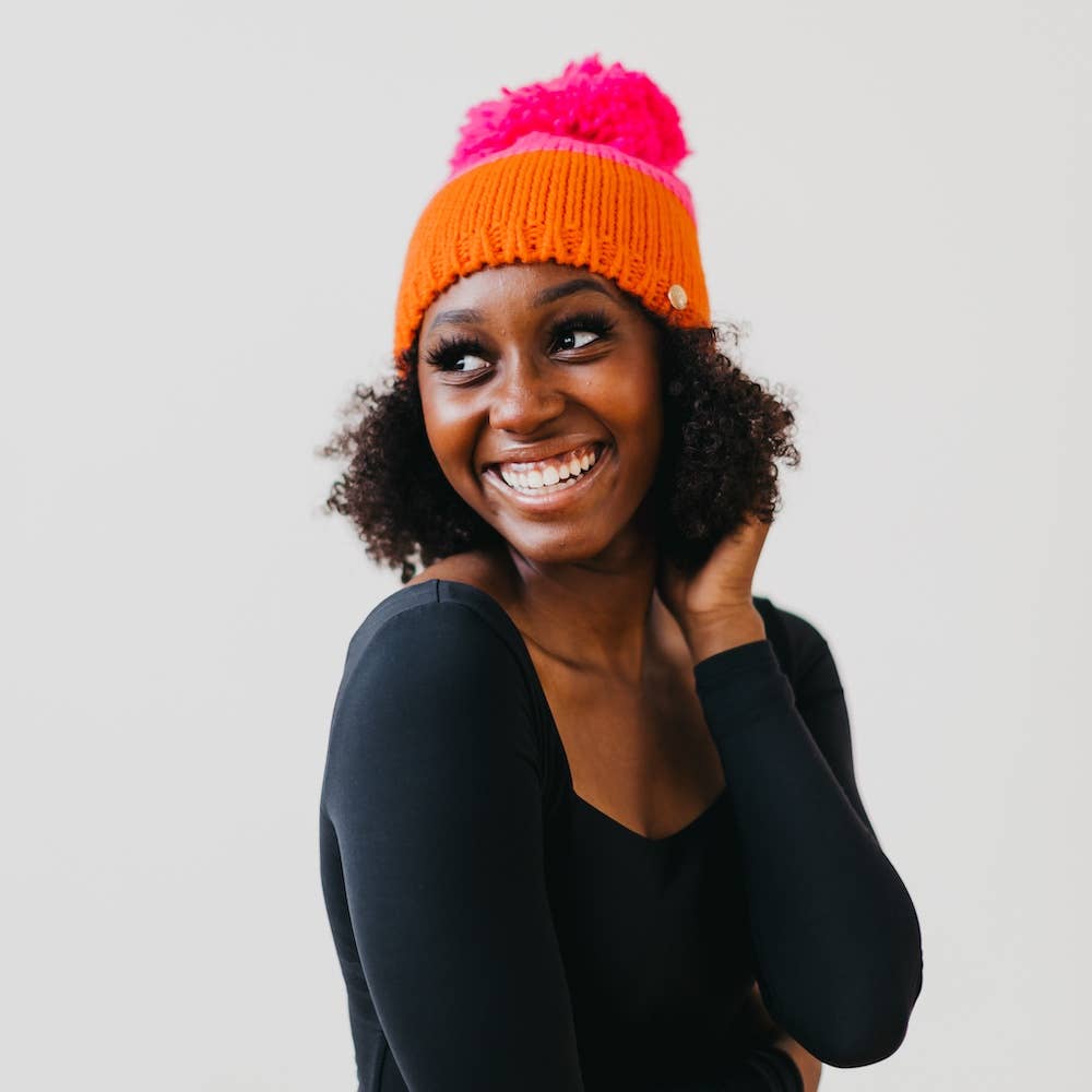 Maeve Snow Beanie Fuschia/Orange