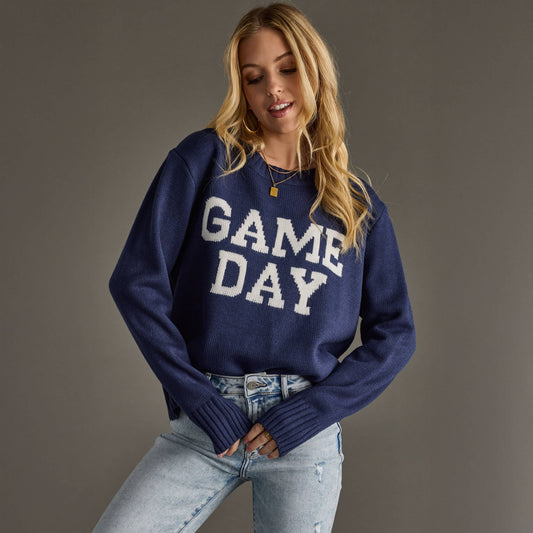 Game Day Sweater: Navy/White