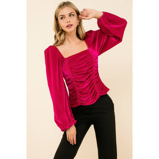 Lilla Velvet Ruched Top