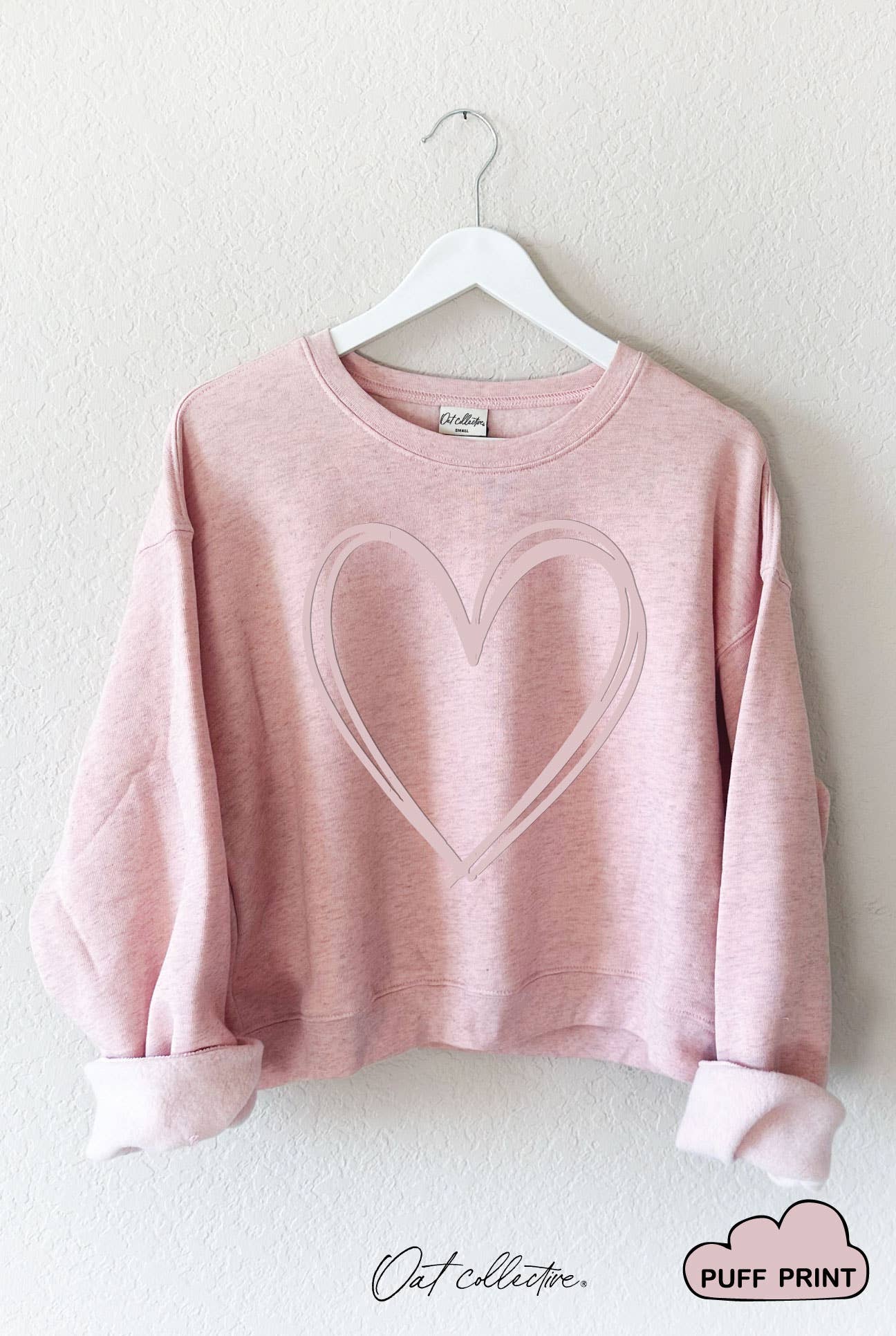 HEART PUFF Mid Graphic Sweatshirt : Black / L