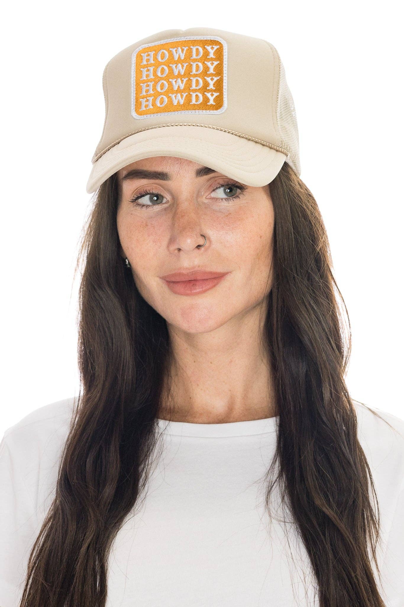 Howdy Trucker Hat in Tan