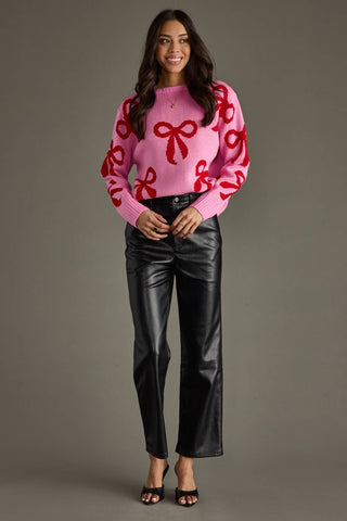 Finley Pink & Red Bow Sweater