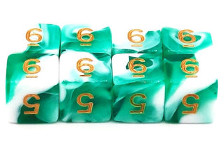 D6 8-Piece Dice Set - Vorpal - Cyan & White w/ Gold