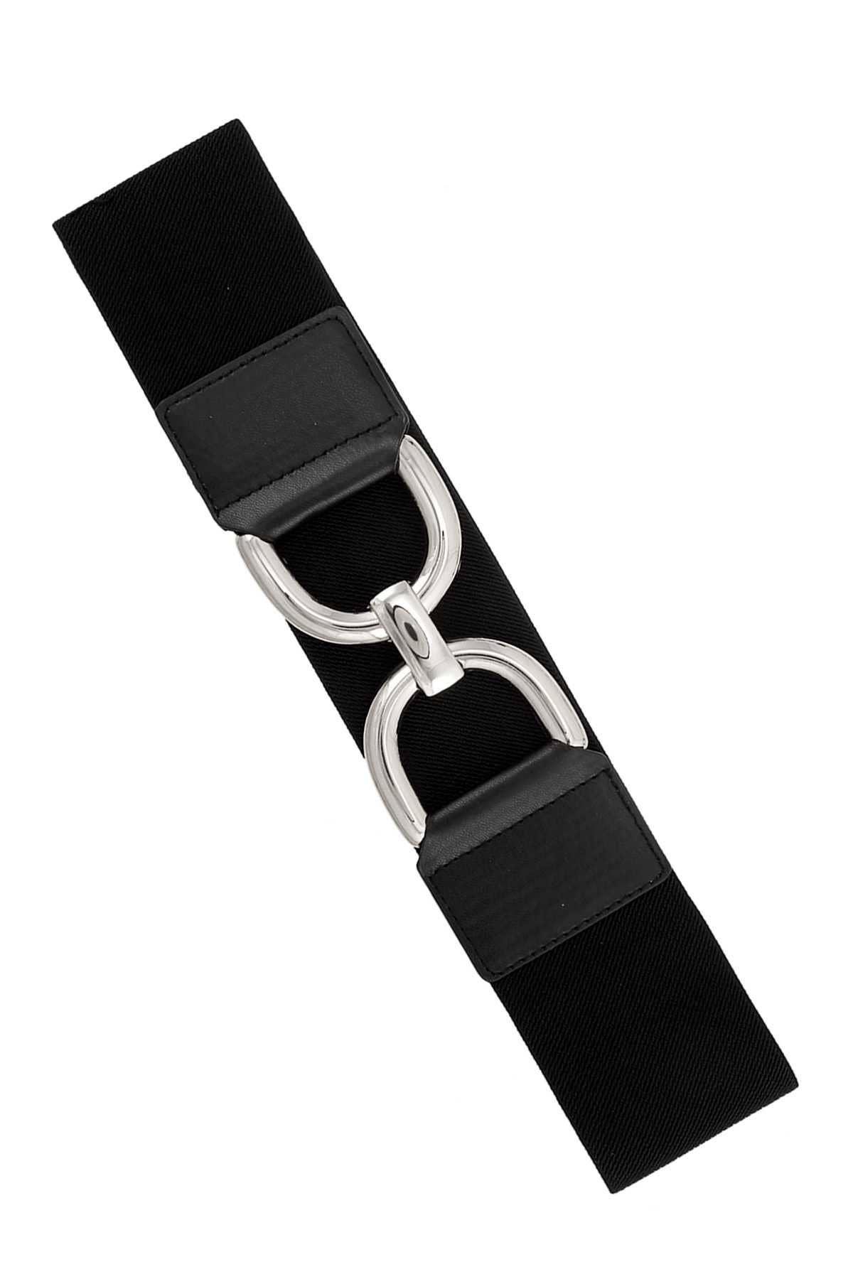 Double Half Circle Metal Buckle Elastic Belt BROWN