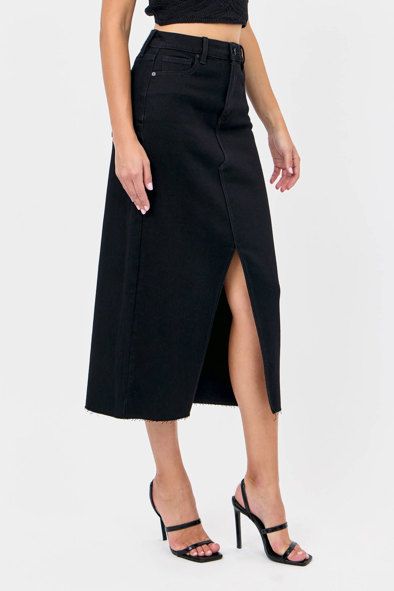 Black 34" Inseam Midi Skirt: M