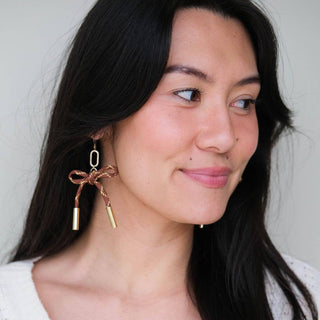 Metallic Chocolate Simone Cord Earrings