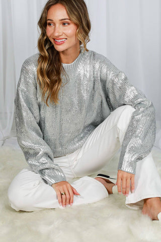 Annie Metallic Sweater: Silver