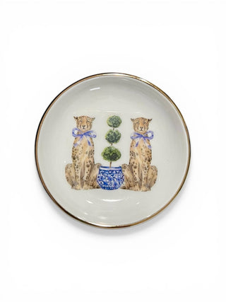 Coupe Ring Dish leopards in Blue with Topiary