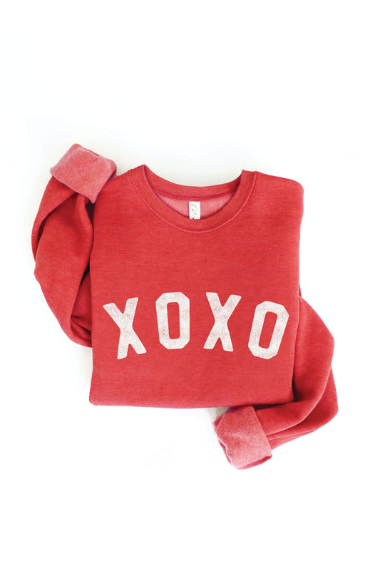 XOXO Graphic Sweatshirt: CRANBERRY HEATHER